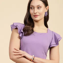 Freehand by The Indian Garage Co Square Neck Flutter Sleeves Top-20
