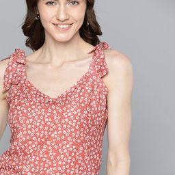 Mast & Harbour Floral Print Sweetheart Neck Top-image-62
