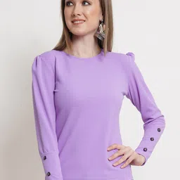 Popwings Women Lavender Solid Top-image-52