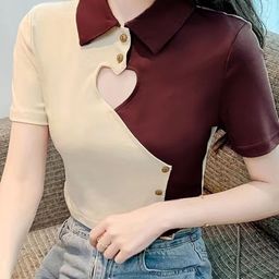 StyleCast Girls Brown Colourblocked Shirt Collar Cut Out Detail Shirt Style Top-image-59