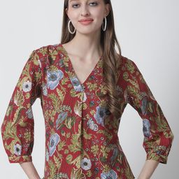 Feel Clath Floral Print Puff Sleeve Organic Cotton Top-image-98
