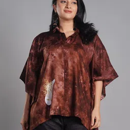 LetsDressUp Tie and Dyed Shirt Collar Kimono Sleeve Kaftan Top-image-25