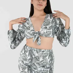 Blissence Tropical Print Tropical Crop Top-picture-25
