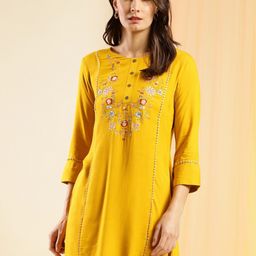 Sangria Embroidered Thread Work A-Line Kurta-47