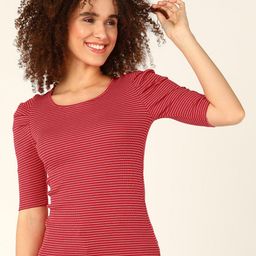 Mast & Harbour Red Striped Fitted Top-image-49