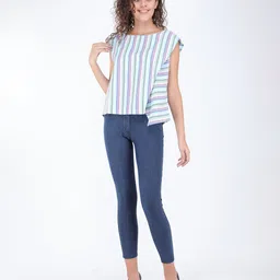 Streaks & Crosses Vertical Striped Extended Sleeve Cotton Top-picture-25