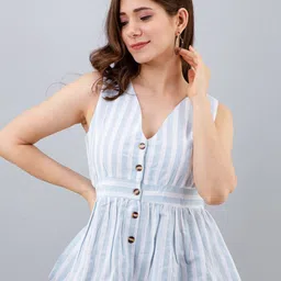 PRETTY LOVING THING White Striped Peplum Top-37