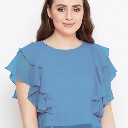 Bitterlime Blue Ruffles Top-image-72