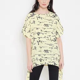Ruhaans Yellow & sylvan green Print Crepe Top-image-18