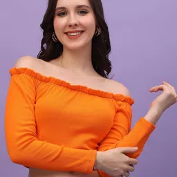 Cation Off-Shoulder Bardot Crop Top-13