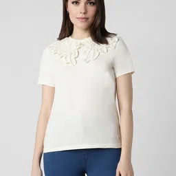 Van Heusen Woman Lace Detail Round Neck Pure Cotton Top-image-11