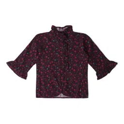 Allen Solly Junior Floral Print Bell Sleeve Cotton Top-image-65