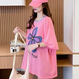 StyleCast x Revolte Floral Printed Round Neck Cotton Oversized T-shirt-image-60