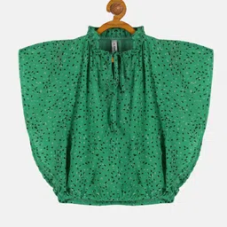 KiddoPanti Floral Print Tie-Up Neck Georgette Kaftan Top-image-8