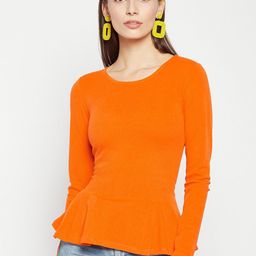 Uptownie Lite Orange Stretchable Peplum Full Sleeves Top-picture-40