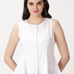 Saffron Threads Sleeveless Cotton Linen A-Line Top-11