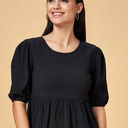 People Black Puff Sleeves Empire Top-image-19