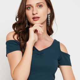 LE BOURGEOIS V-Neck Cold-Shoulder Sleeves Crop Top-picture-11