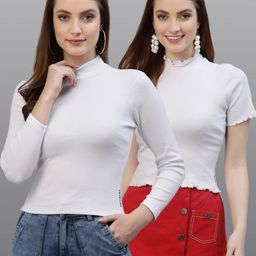 Friskers Women White Pack of 2 Solid Tops-image-30