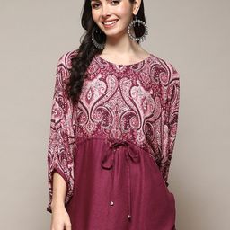 Biba Ethnic Motifs Printed Kimono Sleeves Top-image-52