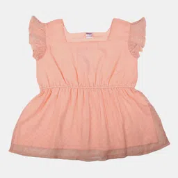 V-Mart Girls Flutter Sleeves Cotton Cinched Waist Top-image-85