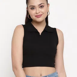 BAESD Shirt Collar Crop Top-image-73