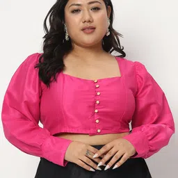 studio rasa Solid Square Neck Sheen Crop Top-31