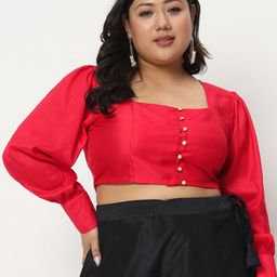 studio rasa Solid Square Neck Sheen Crop Top-47