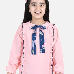 Cutiekins Girls Peach-Coloured Ruffles Crepe Top-image-11