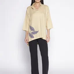 LetsDressUp Ethnic Printed Shirt Collar High Low Top-13