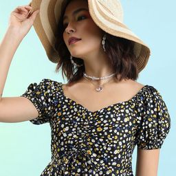 KETCH Floral Printed Puff Sleeves Crop Top-image-39
