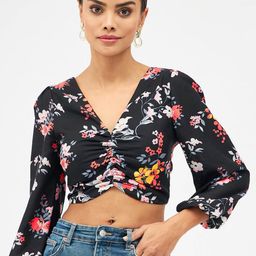 Harpa Floral Print Puff Sleeve Crop Top-image-11