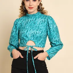 BAESD Printed Puff Sleeves Crop Top-image-69