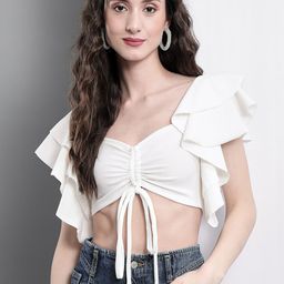 BAESD Flutter Sleeve Fitted Crop Top-image-84