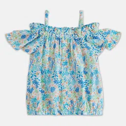 Pantaloons Junior Conversational Printed Cold-Shoulder Sleeves Cotton Top-image-96