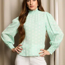 RARE Geometric Print Puff Sleeve Top-picture-43