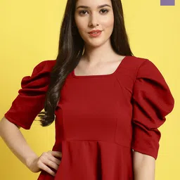 Fabflee Pack of 2 Square Neck Puff Sleeve Top-image-46