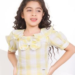 Peppermint Checked Puff Sleeve Top-picture-50