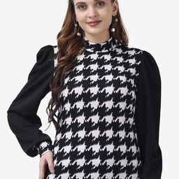 Popwings Abstract Printed High Neck Puff Sleeves Regular Top image 1
