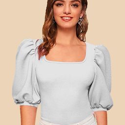 Dream Beauty Fashion Square Neck Puff Sleeve Top-image-65
