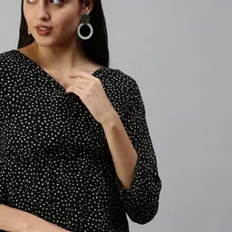 SHOWOFF Black & White Print Monochrome Chiffon Wrap Top-picture-23