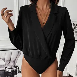 StyleCast Black V Neck Bodysuit-image-97