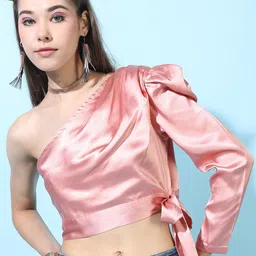 Tokyo Talkies Women Pink One Shoulder Top-48