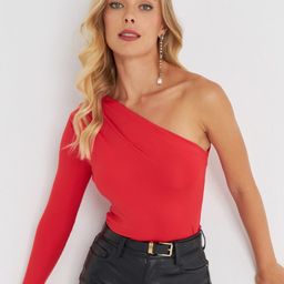 Cool & Sexy Solid One Shoulder Fitted Top-image-51