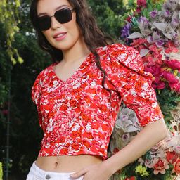 Sera Abstract Printed V Neck Crop Top-picture-51