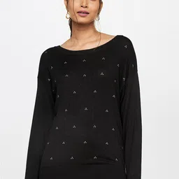 AND Women Black Geometric Print Top-image-33
