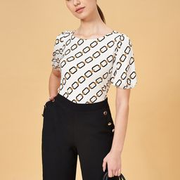 Annabelle by Pantaloons Round Neck Geometric Print Top-image-37