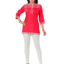 keshubaba Mandarin Collar Floral Embroidered Tunic-image-25