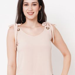 Curves by MISH Tie-Up Sleeves Georgette High-Low Top-image-90