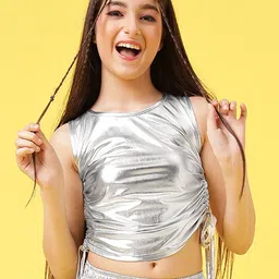 A.T.U.N. Girls Ruched Crop Tie-Ups Top-28